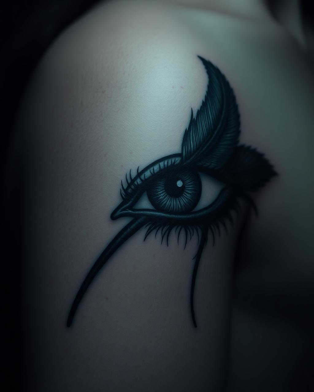 Realistic Augen Tattoo mit Feder