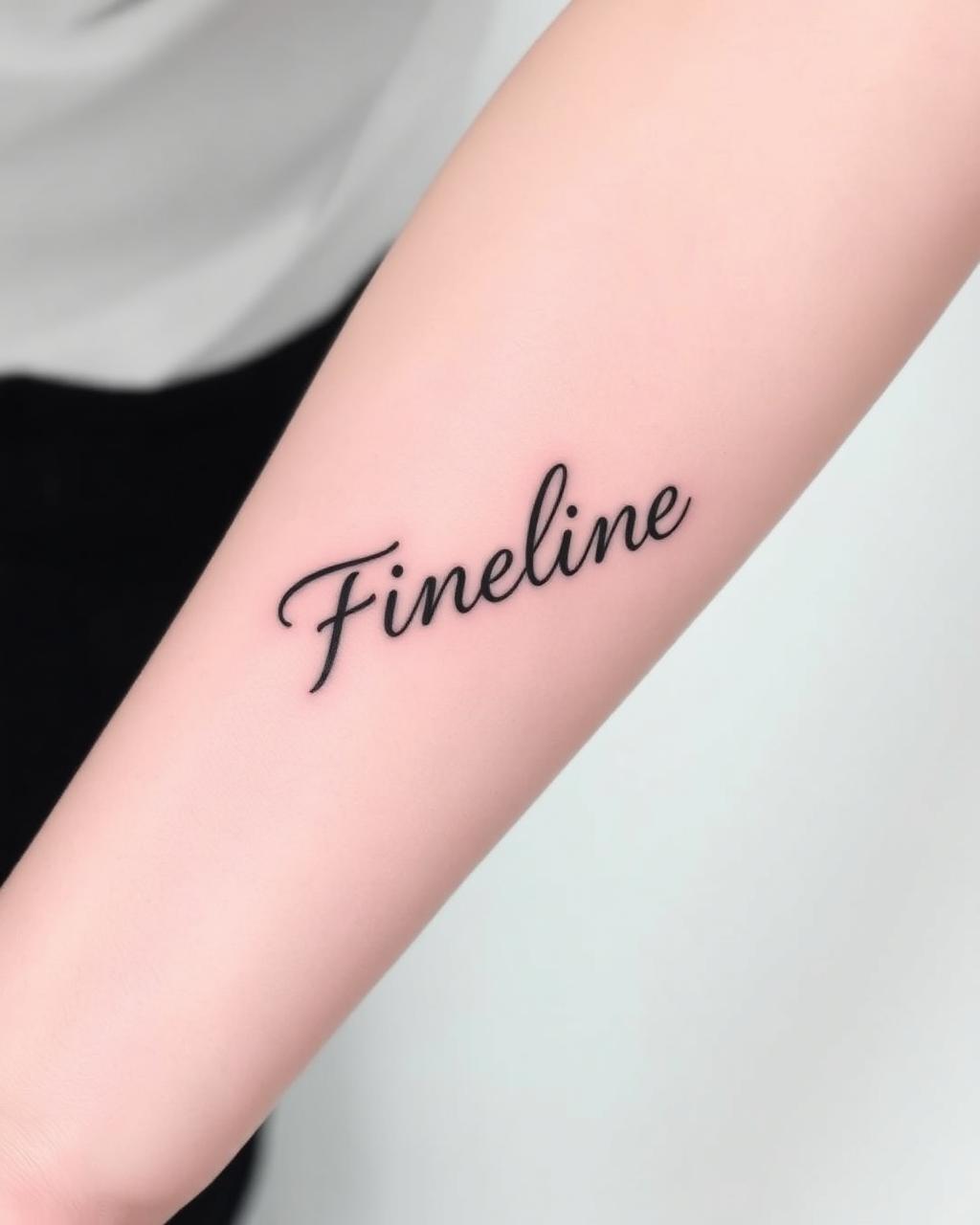 Fineline Lettering Tattoo am Unterarm