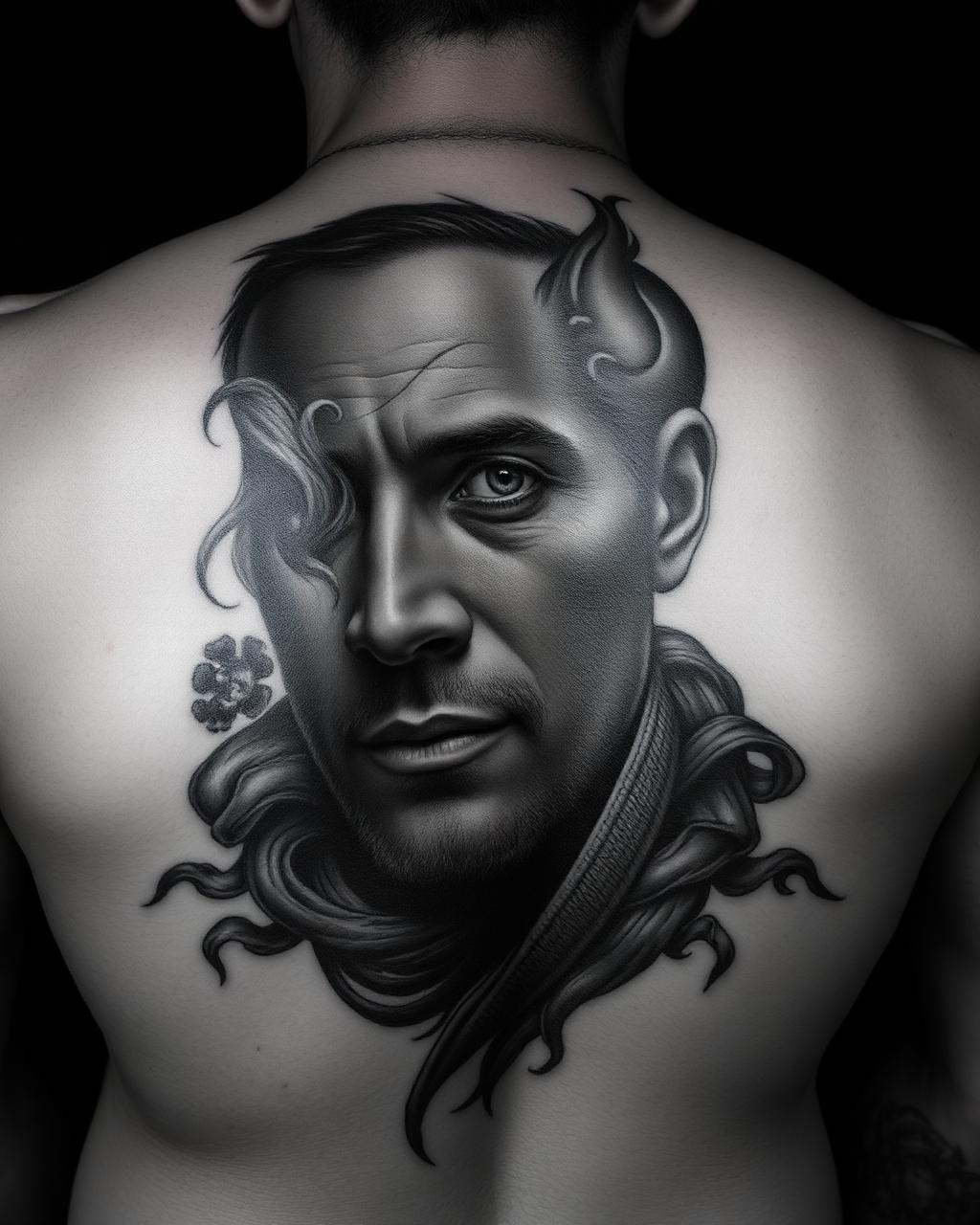 Realistic Porträt Tattoo am Rücken